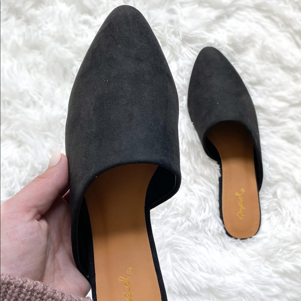 Black Suede Mules